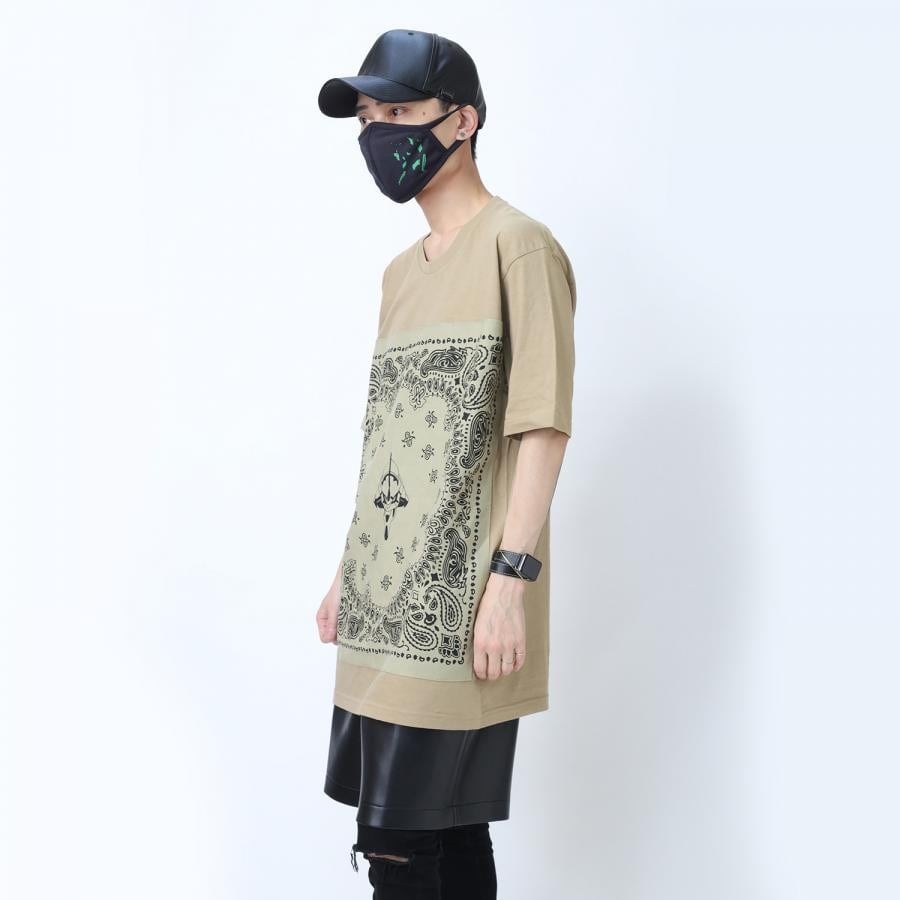 EVA-01 PAISLEYS BANDANNA T-Shirt (SAND KHAKI×BEIGE) SAND KHAKI×BEIGE ONE SIZE