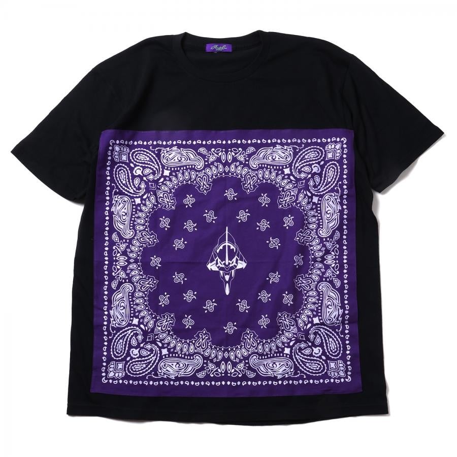 EVA-01 PAISLEYS BANDANNA T-Shirt (BLACK×PURPLE) BLACK×PURPLE ONE SIZE