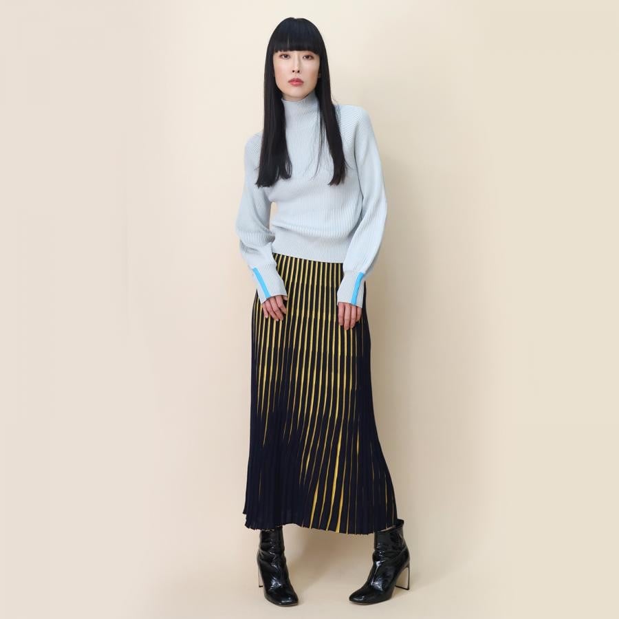 EVANGELION 2tone Knit Pleats Skirt (NAVY(Mark.06)) NAVY（Mark.06） M