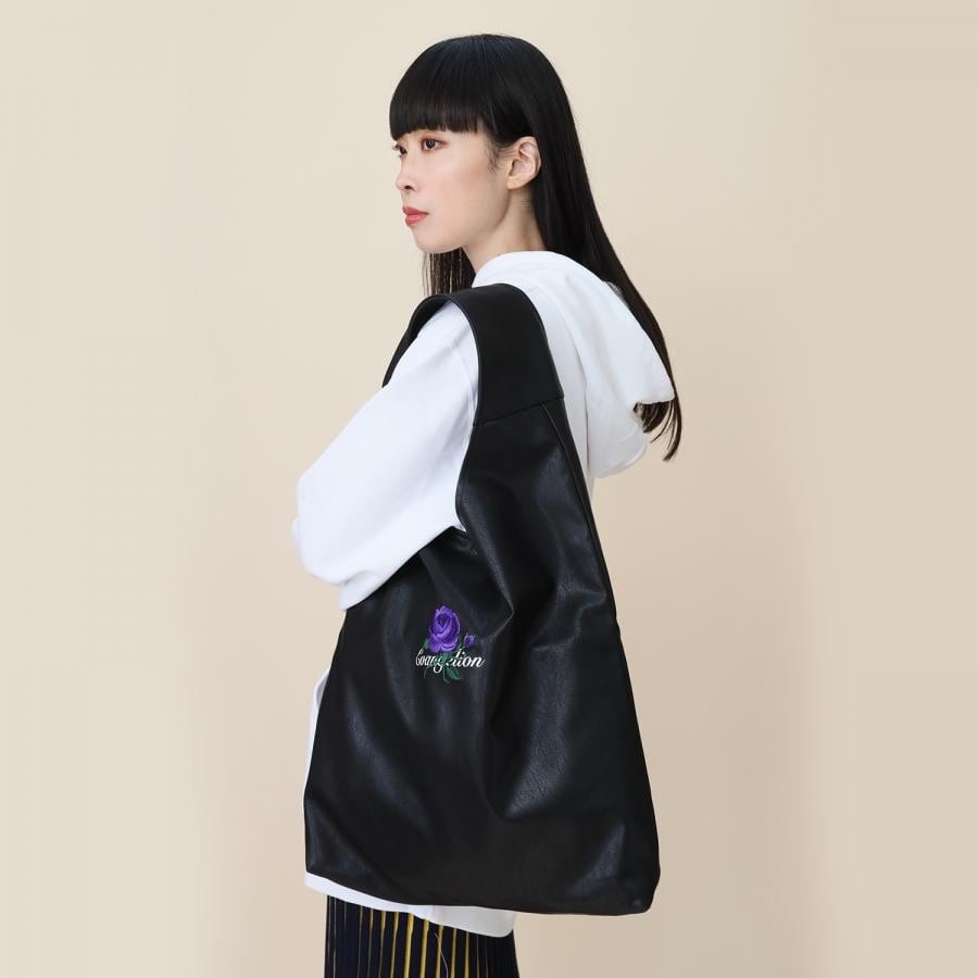 EVA-01 Flower Embroidery Tote Bag (BLACK) BLACK ONE SIZE