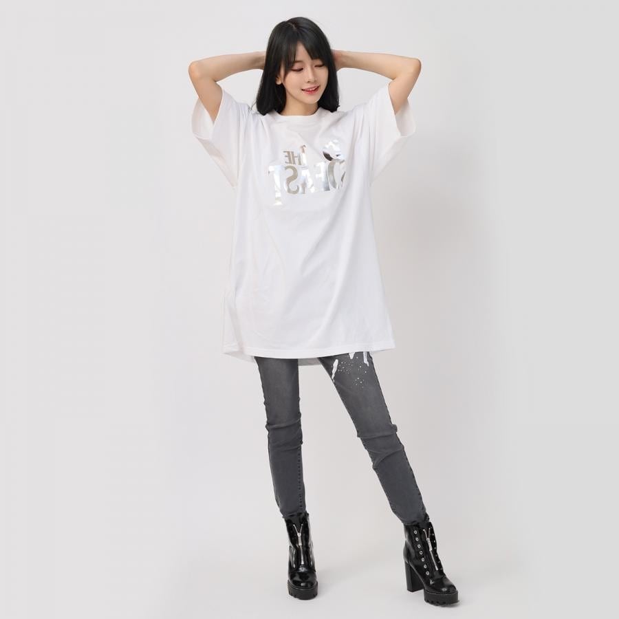 THE BEAST BIG T-Shirt (WHITE×SILVER) WHITE×SILVER ONE SIZE