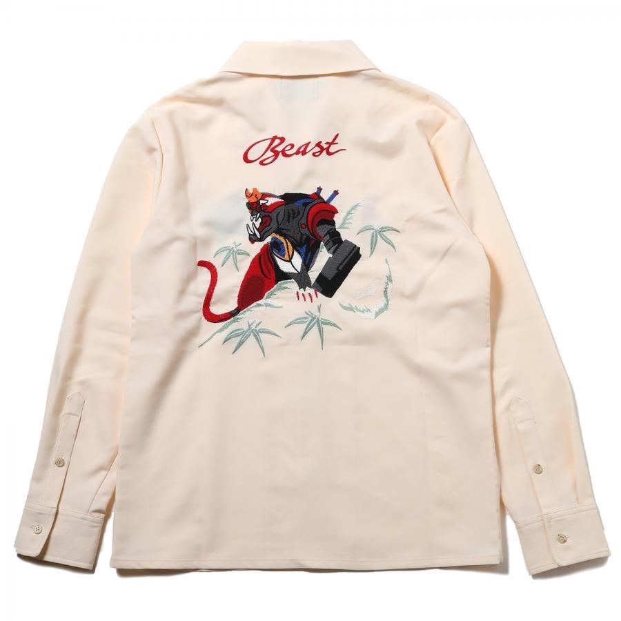 THE BEAST EMBROIDERY SOUVENIR SHIRT (BEIGE) BEIGE ONE SIZE