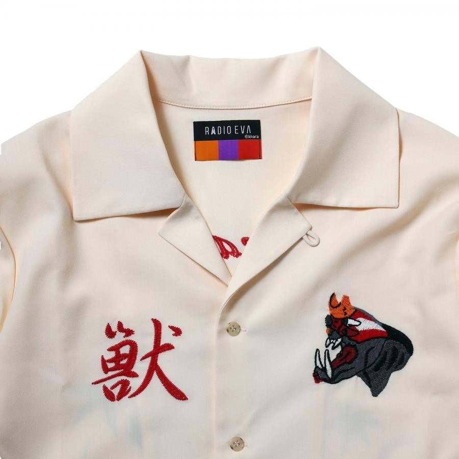 THE BEAST EMBROIDERY SOUVENIR SHIRT (BEIGE) BEIGE ONE SIZE