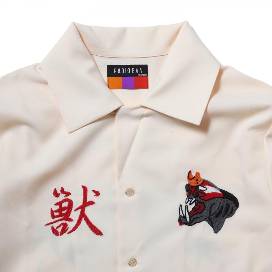 THE BEAST EMBROIDERY SOUVENIR SHIRT (BEIGE) BEIGE ONE SIZE