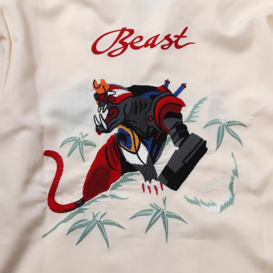THE BEAST EMBROIDERY SOUVENIR SHIRT (BEIGE) BEIGE ONE SIZE