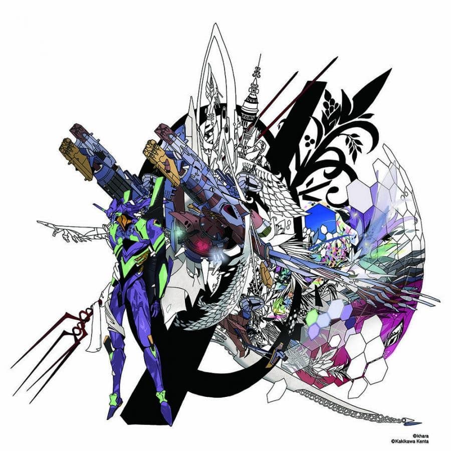 Abstract EVANGELION T-Shirt β（KENTA KAKIKAWA）(EVA-01 β) WHITE（EVA-01 β） L