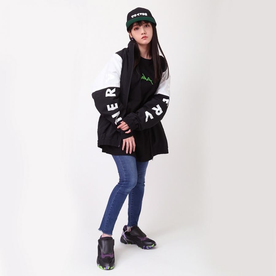 EVANGELION SWITCHING NYLON JACKET (ブラック×ホワイト(02)) XL