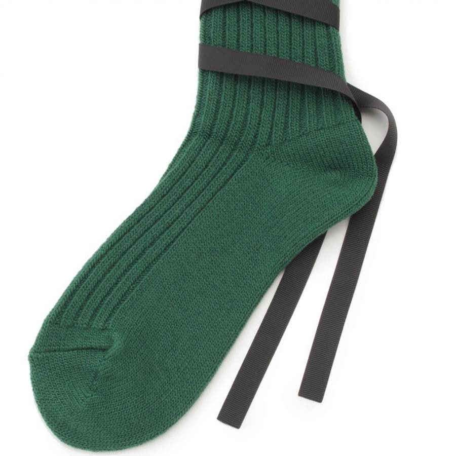 RIBBON LACEUP SOCKS WHT F