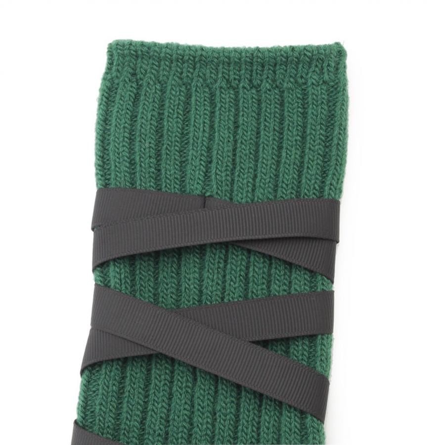 RIBBON LACEUP SOCKS GRN F