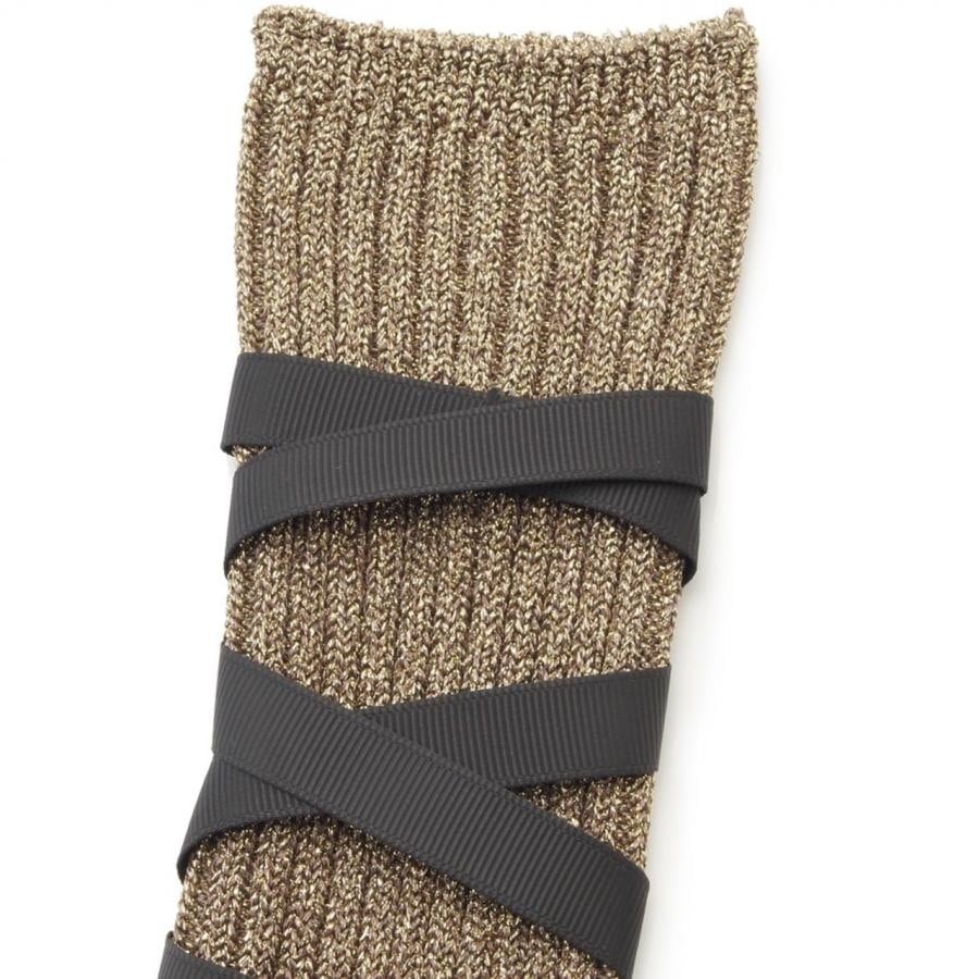 GLITTER RIBBON LACE UP SOCKS SLV F