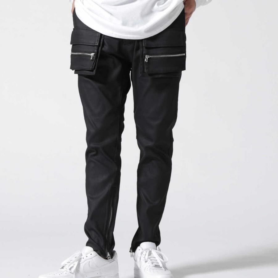 DankeSchon/ダンケシェーン/COATED FLAP PANTS/コーディングフラップパンツ BLACK L