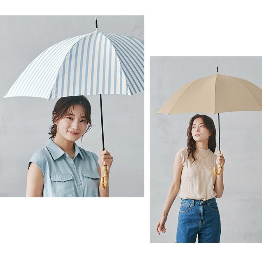 【直営店・オンライン限定商品】ベーシックバンブーアンブレラ 雨傘 長傘 ストライプ