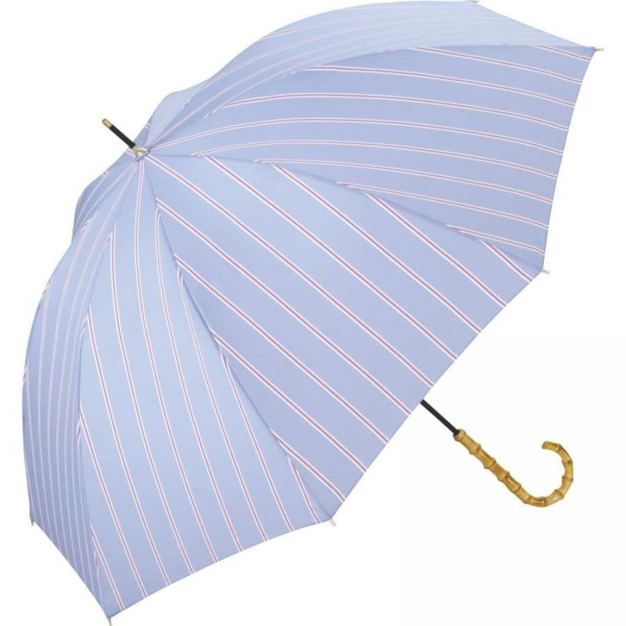 【直営店・オンライン限定商品】ベーシックバンブーアンブレラ 雨傘 長傘 ストライプサックス
