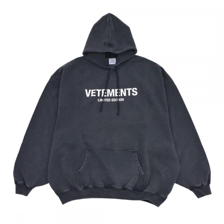 【VETEMENTS】LOGO LIMITED EDITION HOODIE(WASHED BLACK) WASHED BLACK S