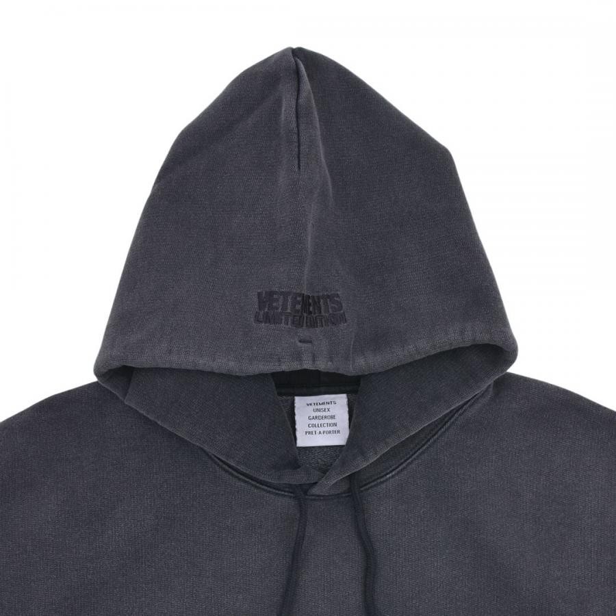 【VETEMENTS】LOGO LIMITED EDITION HOODIE(WASHED BLACK) WASHED BLACK S