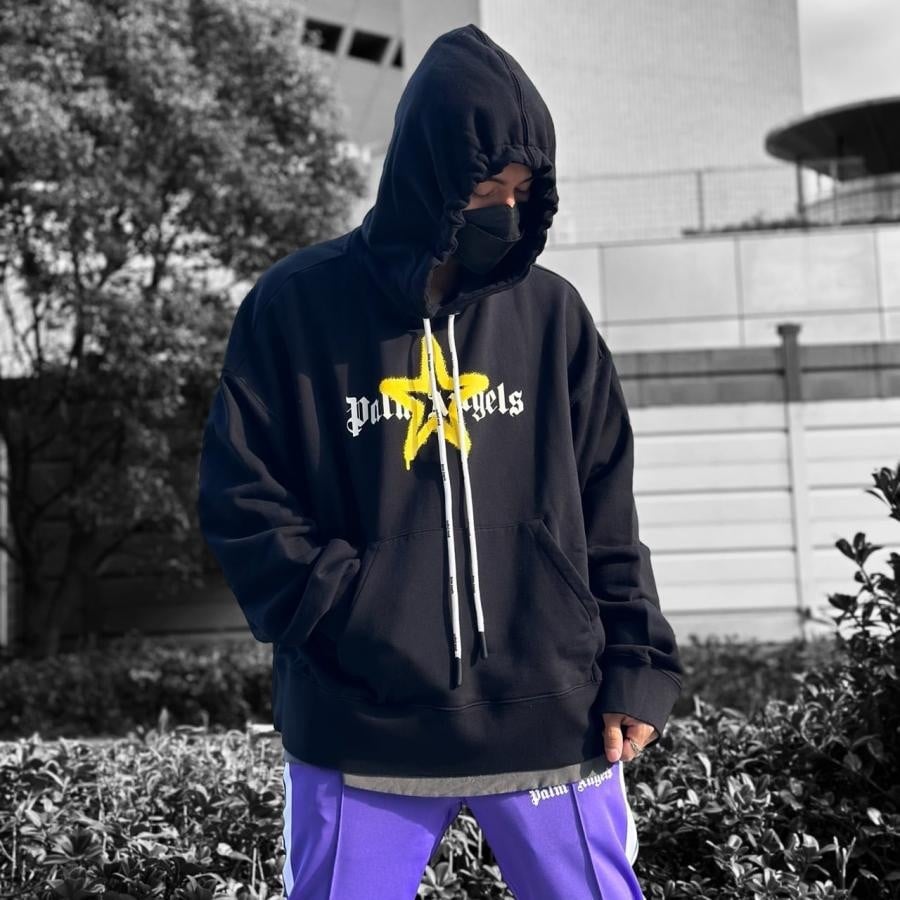 Palm Angels】PATCHED STARS VINT HOODY/BLACK 要在庫確認