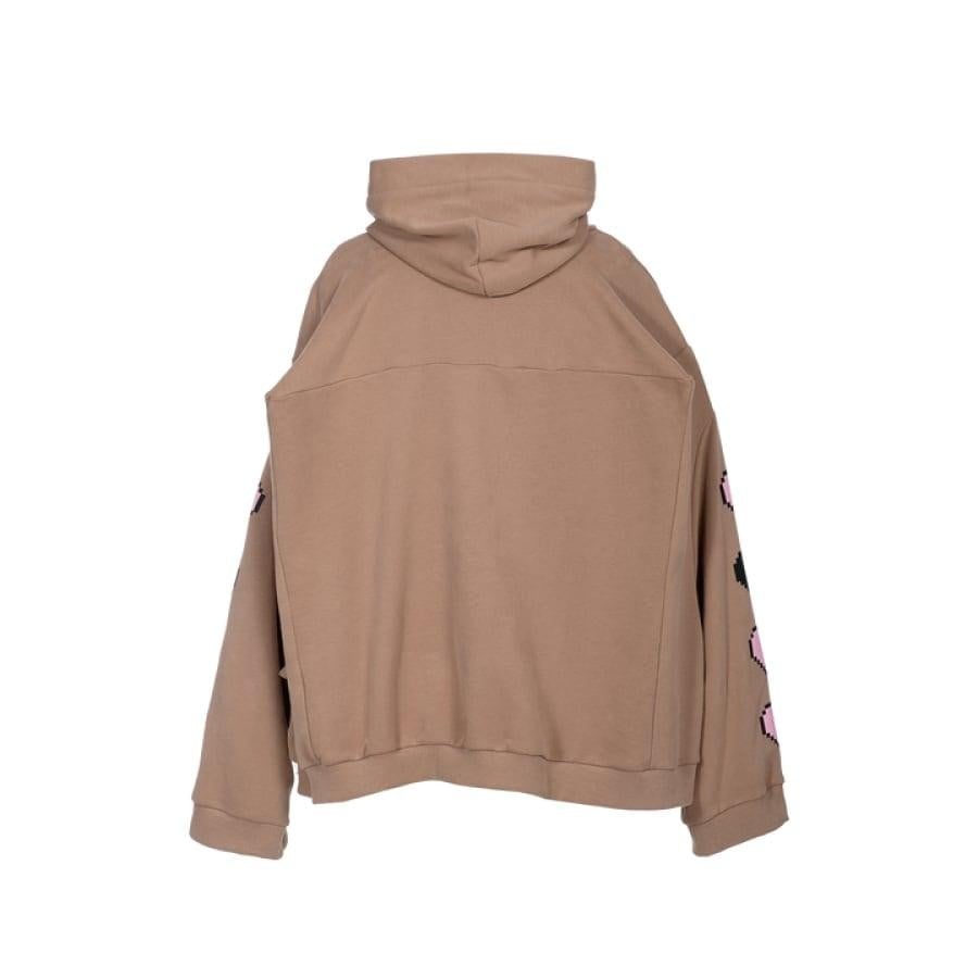 NATASHA ZINKO PIXEL SMILEY BOX HOODIE BROWN BROWN XS