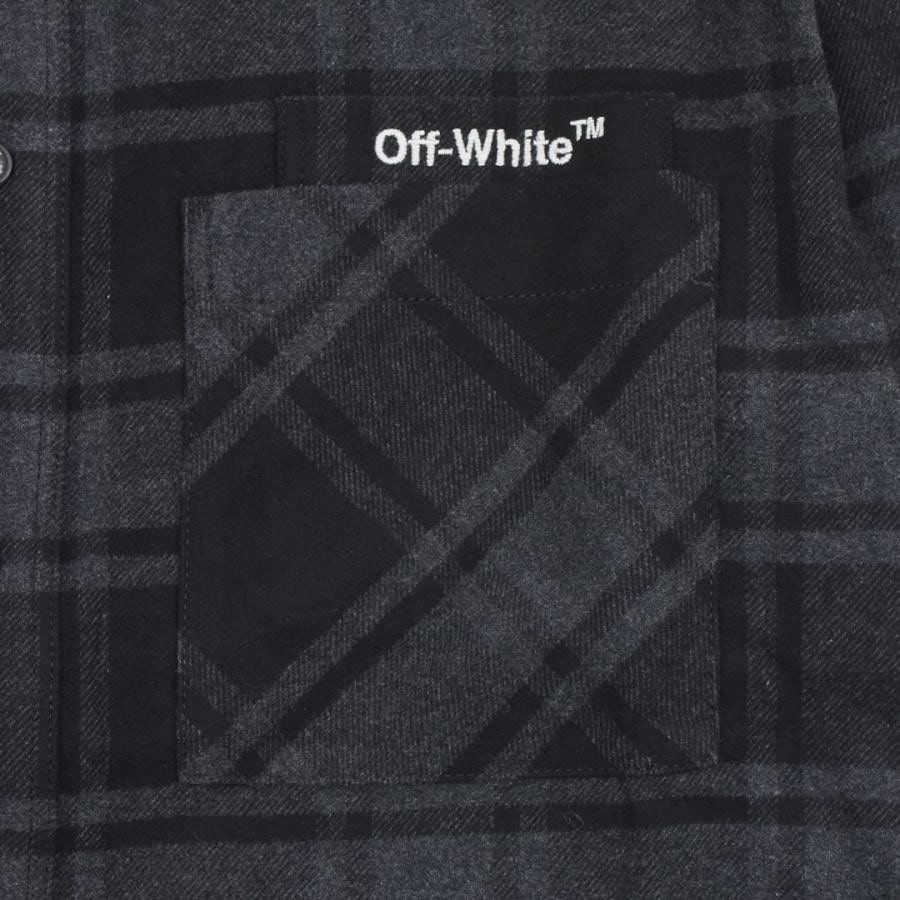 【OFF-WHITE】OUTLINE ARR FLANNEL SHIRT(GREY/WHITE) GREY/WHITE L