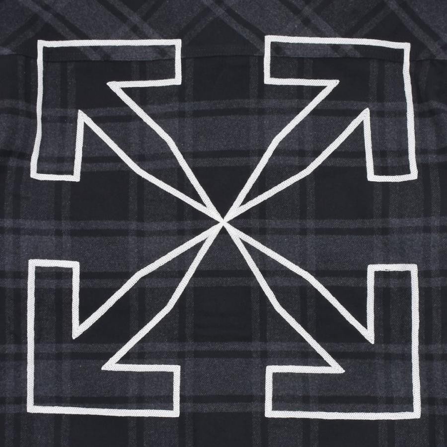 【OFF-WHITE】OUTLINE ARR FLANNEL SHIRT(GREY/WHITE) GREY/WHITE L