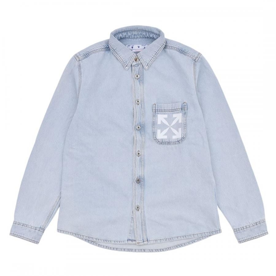 【OFF-WHITE】SINGLE ARROW DENIM SHIRT(BLUE/WHITE) BLUE/WHITE M