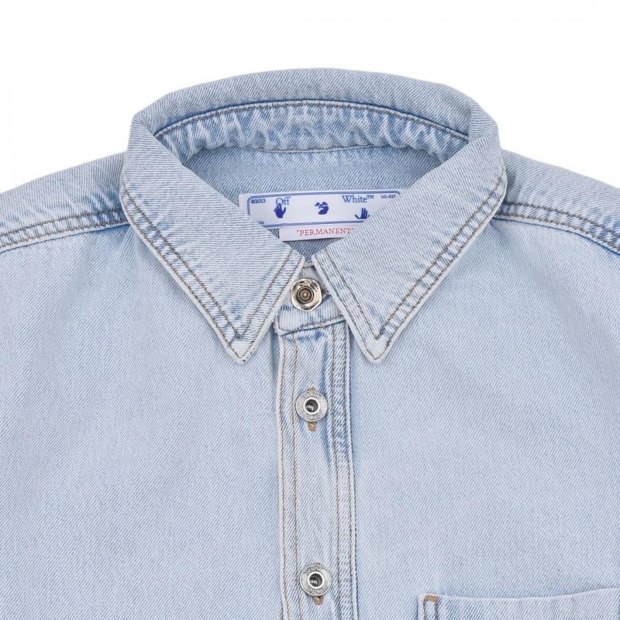 【OFF-WHITE】SINGLE ARROW DENIM SHIRT(BLUE/WHITE) BLUE/WHITE M