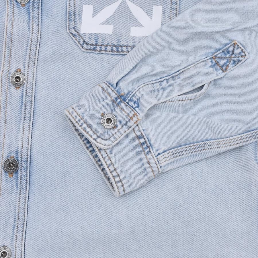 【OFF-WHITE】SINGLE ARROW DENIM SHIRT(BLUE/WHITE) BLUE/WHITE L
