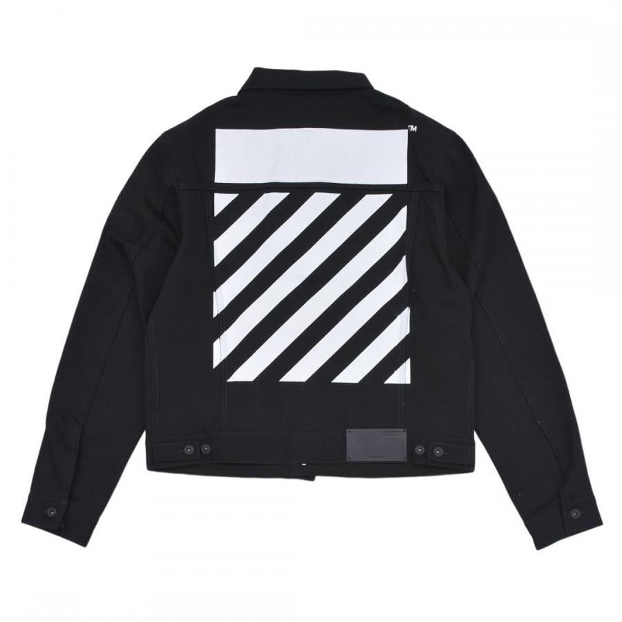 【OFF-WHITE】DIAG TAB SLIM DENIM JACKET(BLACK/WHITE) BLACK/WHITE XL