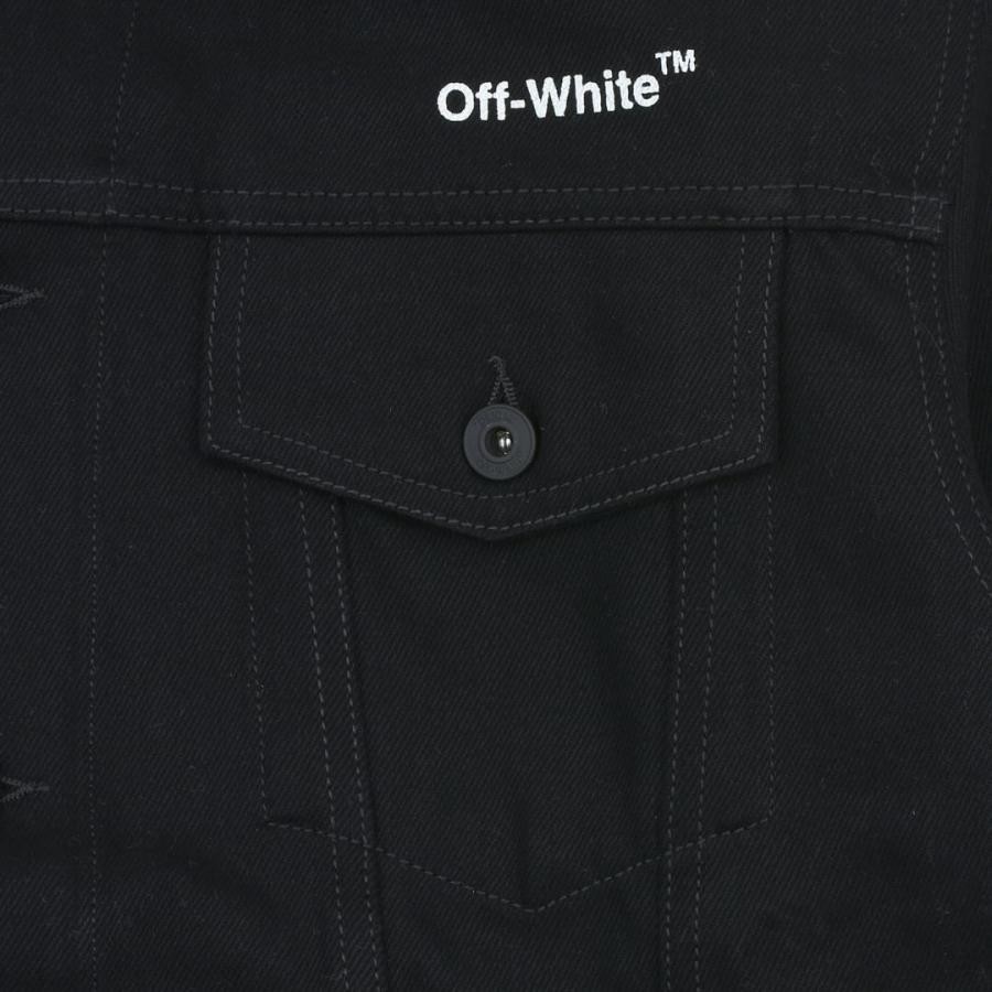 【OFF-WHITE】DIAG TAB SLIM DENIM JACKET(BLACK/WHITE) BLACK/WHITE XL