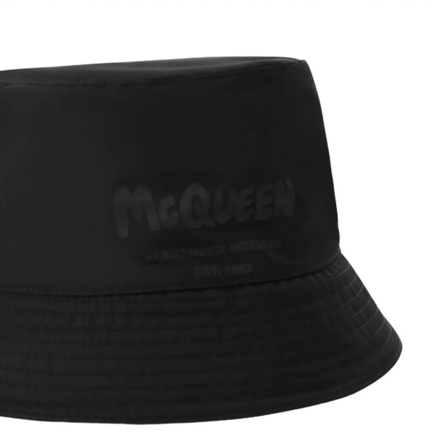 【ALEXANDER McQUEEN】HAT TONAL GRAFFITI BLACK L