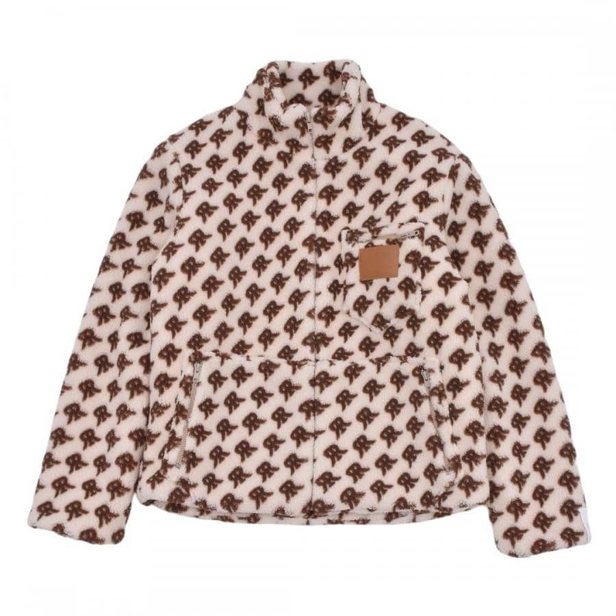 【Rokh】 LEATHER PATCH FLEECE JACKET (BEIGE) BEIGE 34