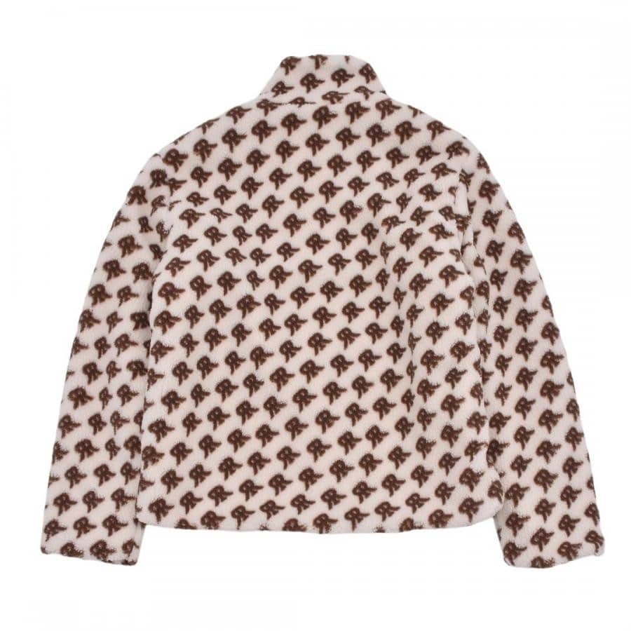 【Rokh】 LEATHER PATCH FLEECE JACKET (BEIGE) BEIGE 34