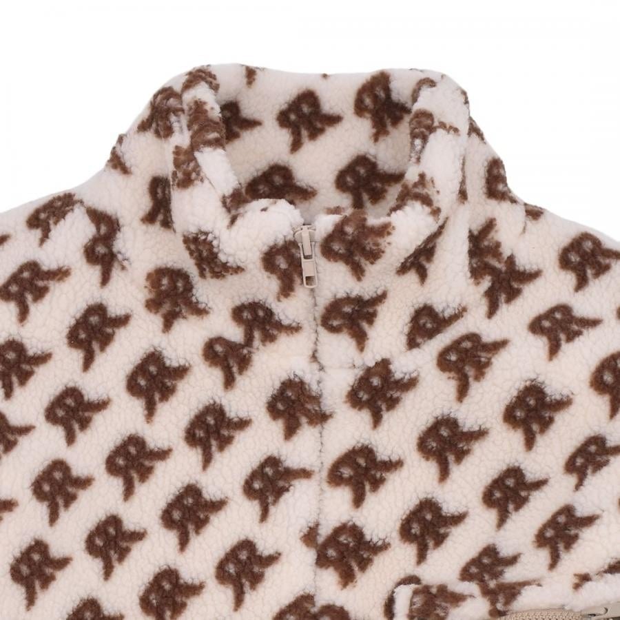 【Rokh】 LEATHER PATCH FLEECE JACKET (BEIGE) BEIGE 34