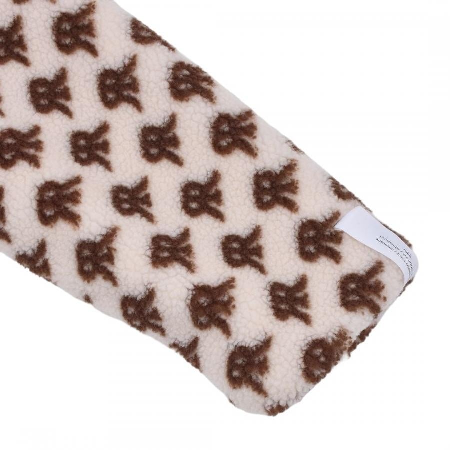 【Rokh】 LEATHER PATCH FLEECE JACKET (BEIGE) BEIGE 34