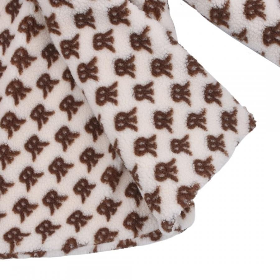 【Rokh】 LEATHER PATCH FLEECE JACKET (BEIGE) BEIGE 34