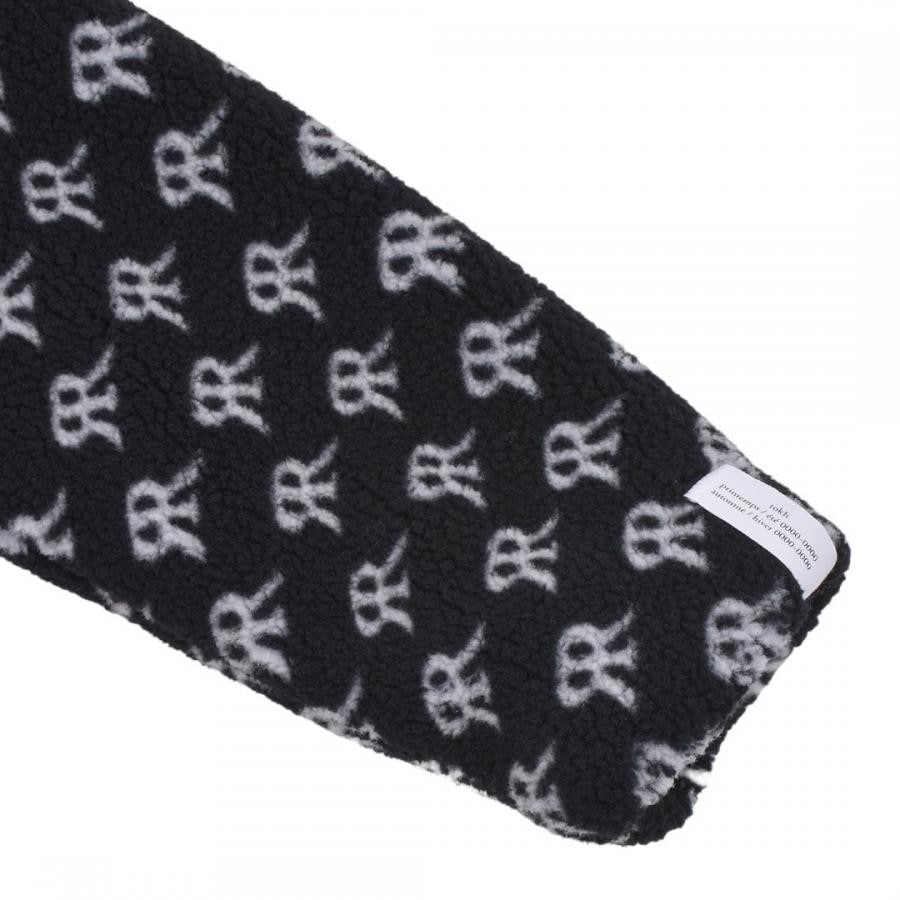 【Rokh】LEATHER PATCH FLEECE JACKET (BLACK/WHITE) BLACK/WHITE 34