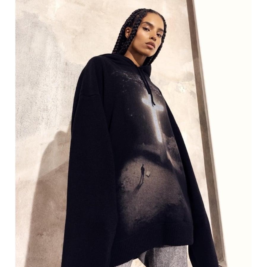 【1989】KNITTED ON GOD HOODIE（BLACK） BLACK XXL