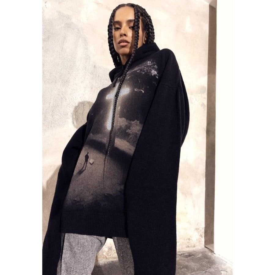 【1989】KNITTED ON GOD HOODIE（BLACK） BLACK XXL