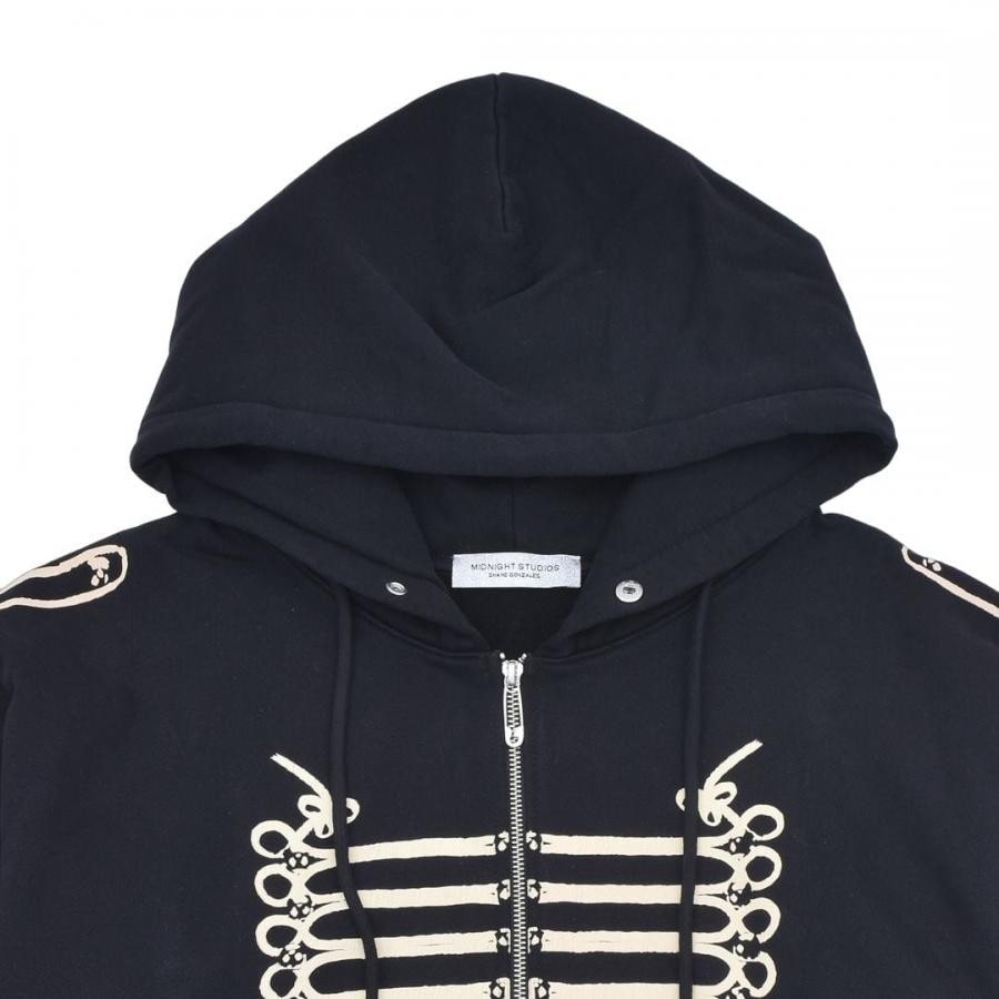 【MIDNIGHT STUDIOS】PARADE ZIP UP HOODIE BLACK XL