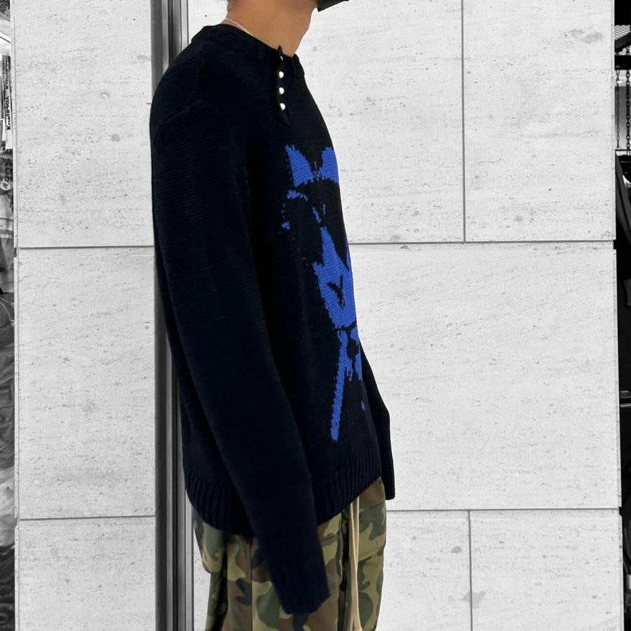 【MIDNIGHT STUDIOS】BABY FACE SWEATER SILVER XL