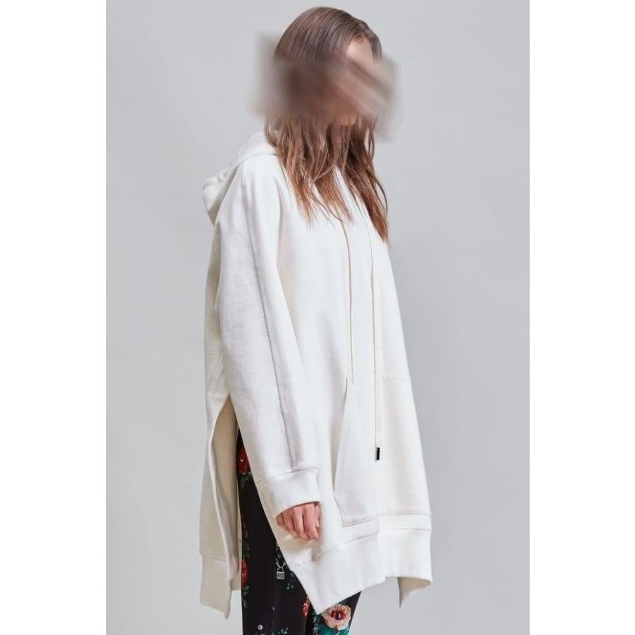 R13OVERSIZED HOODIE CAPE (WPLAIN ECRU DRAWSTRING)WHITE WHITE M/L