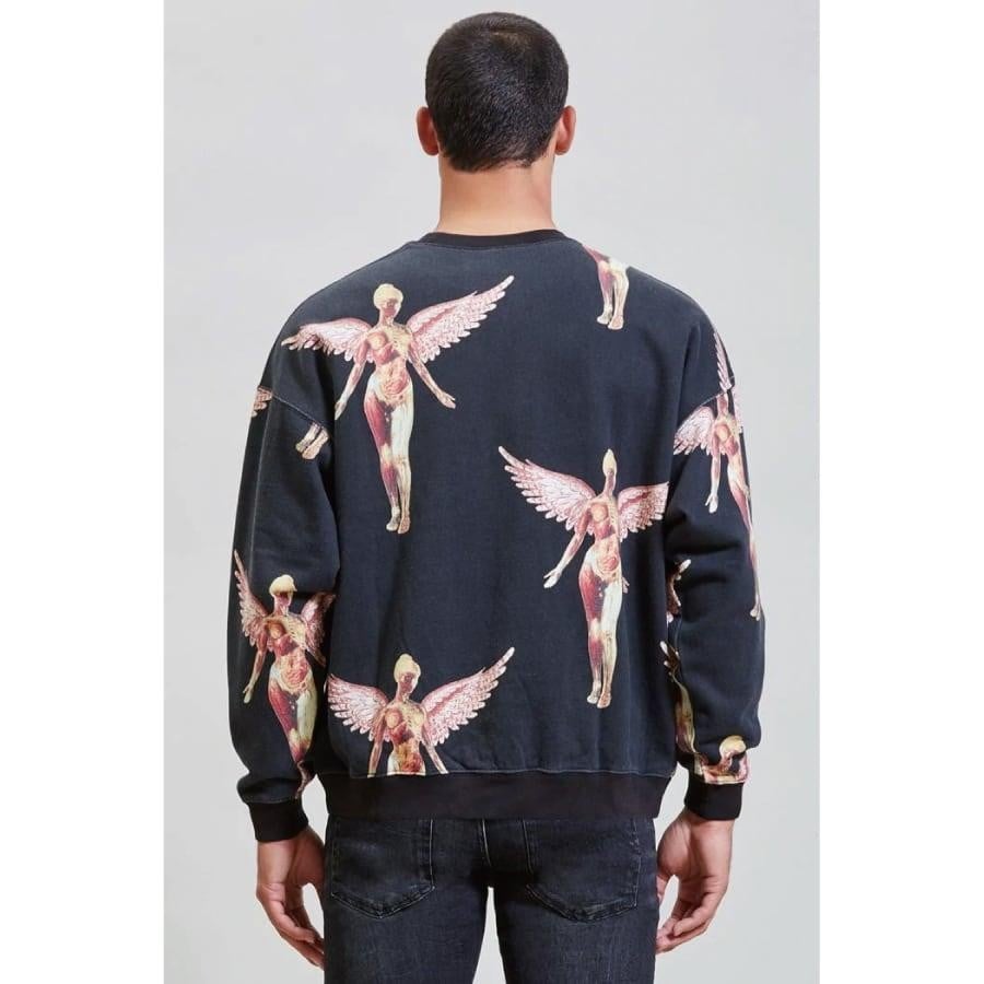 R13 NIRVANA IN UTERO OVERSIZED CREWNECK BLACK BLACK L