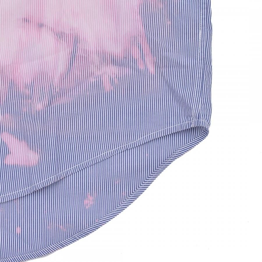 【R13】BLEACHED DROP NECK SHIRT(BLU STRIPE) BLU STRIPE L