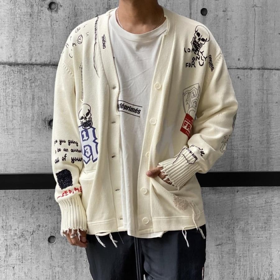 【R13】LETTERMAN CARDIGAN(ECRU) ECRU L