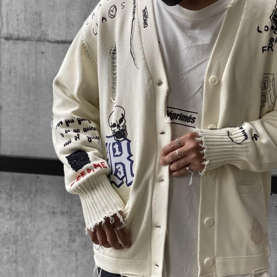 【R13】LETTERMAN CARDIGAN(ECRU) ECRU L