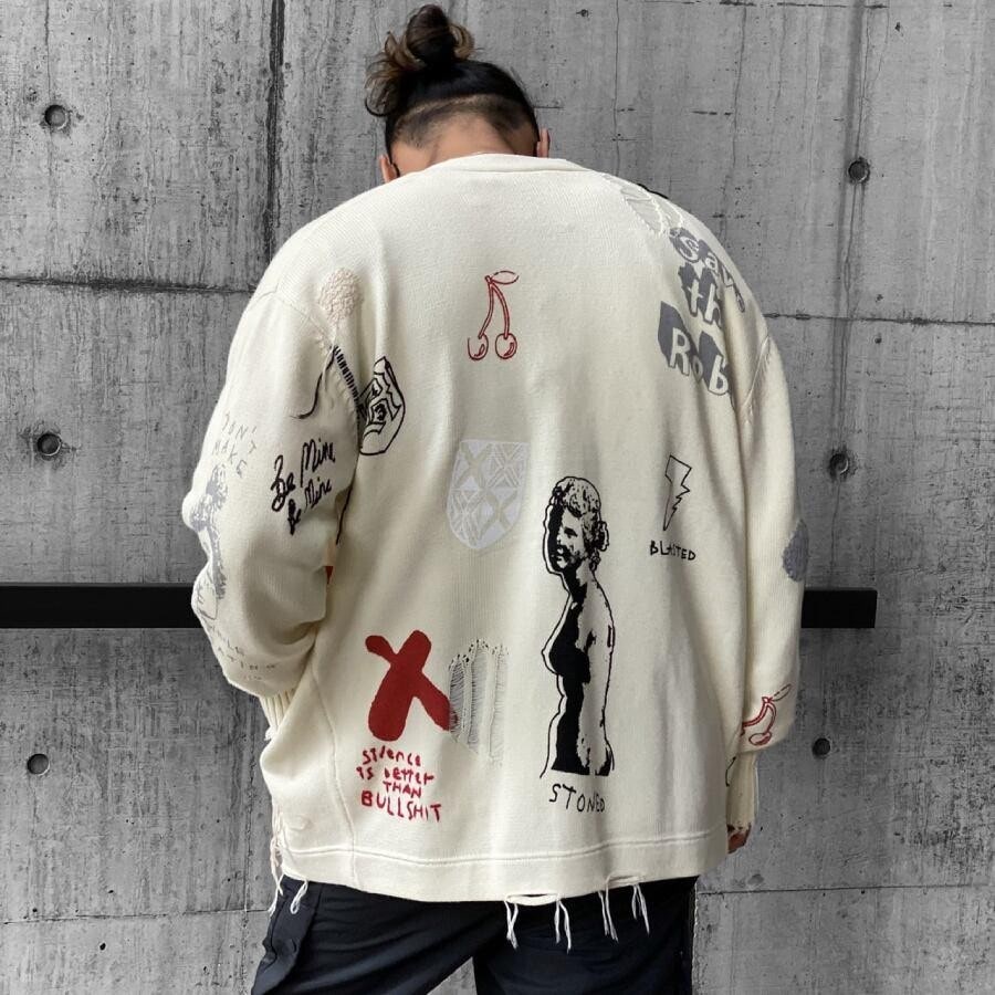 【R13】LETTERMAN CARDIGAN(ECRU) ECRU L