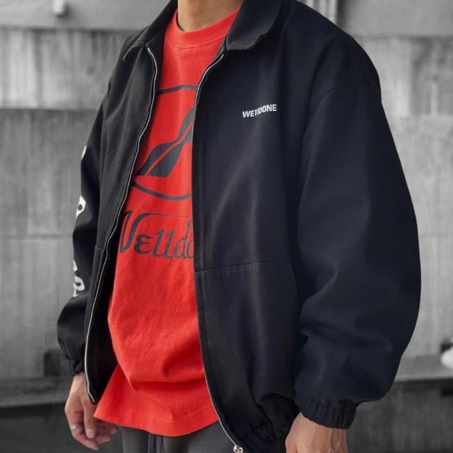 【WE11DONE】BLACK OVERSIZED PRINT ZIPPED JACKET(BLACK) BLACK S