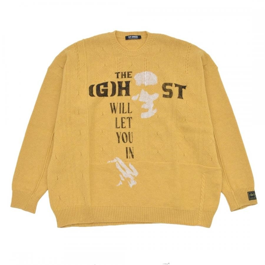 【RAF SIMONS】Loose fit braid relief roundneck sweater printed VIOLET 1