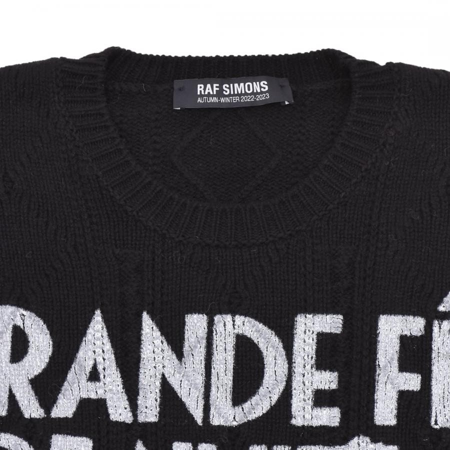 【RAF SIMONS】Loose fit braid relief roundneck sweater printed VIOLET 1