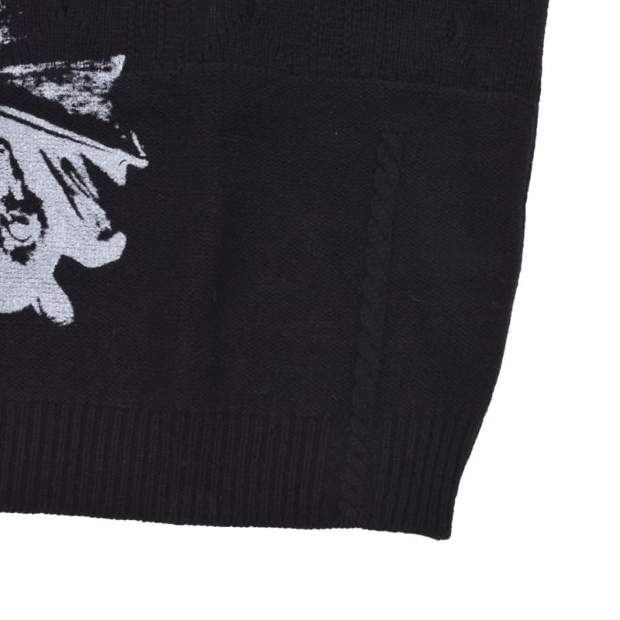 【RAF SIMONS】Loose fit braid relief roundneck sweater printed VIOLET 1