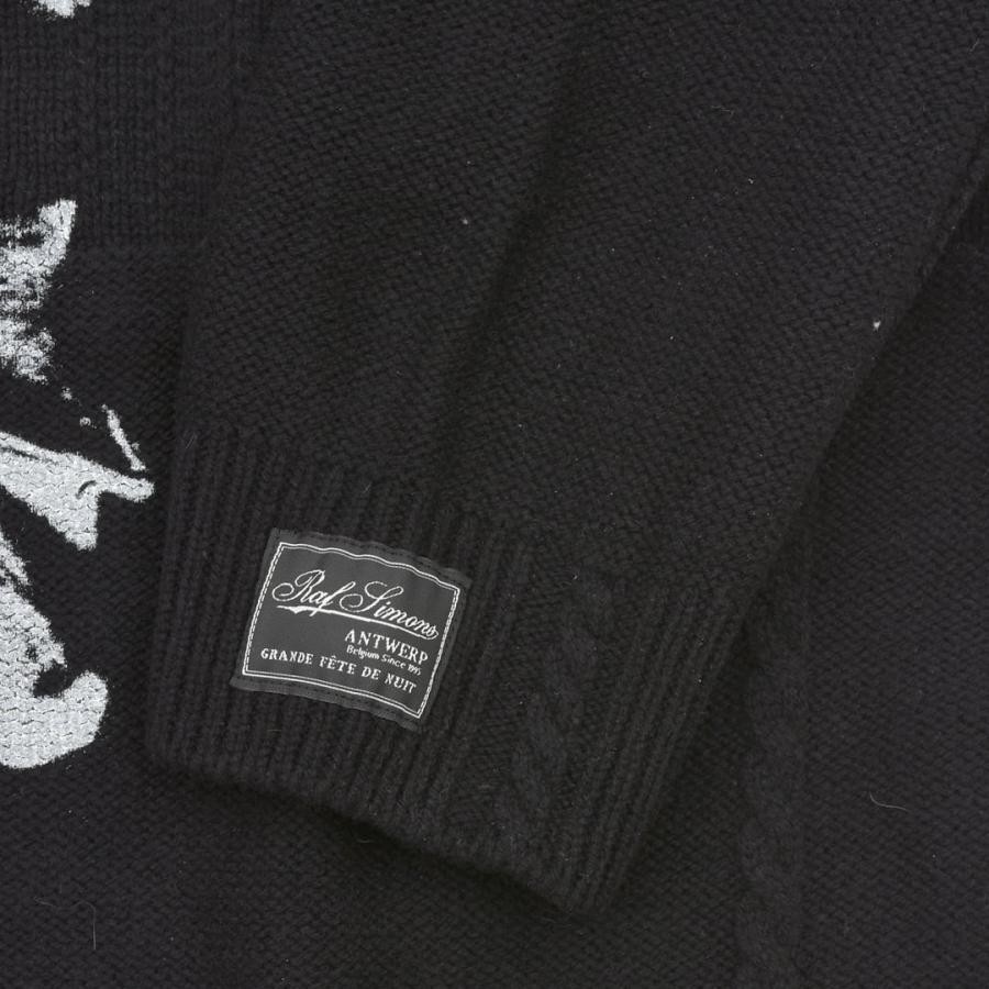 【RAF SIMONS】Loose fit braid relief roundneck sweater printed VIOLET 2